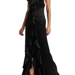 Alice + Olivia Black Ruffle Maxi Dress